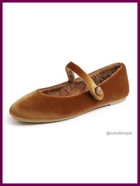 Mary Jane Flats Round Toe Buckle Slip On Fur Lined Comfort Shoes